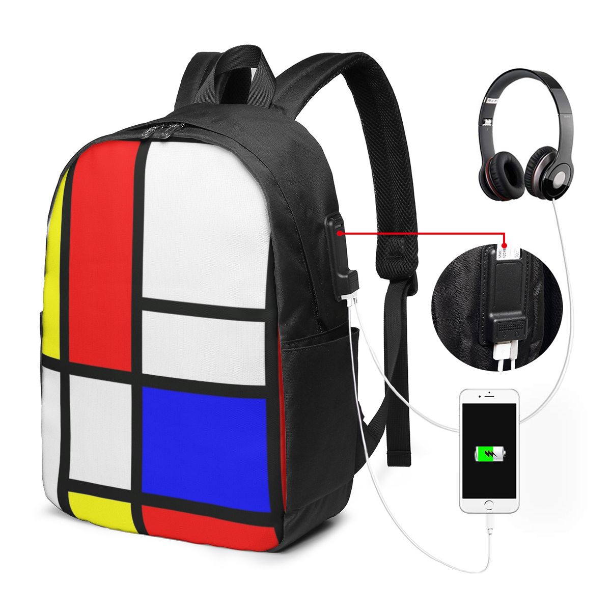 Women Bags Laptop - Piet Mondrian Composition Rucksack, Reisetasche, Notebook-Tasche,