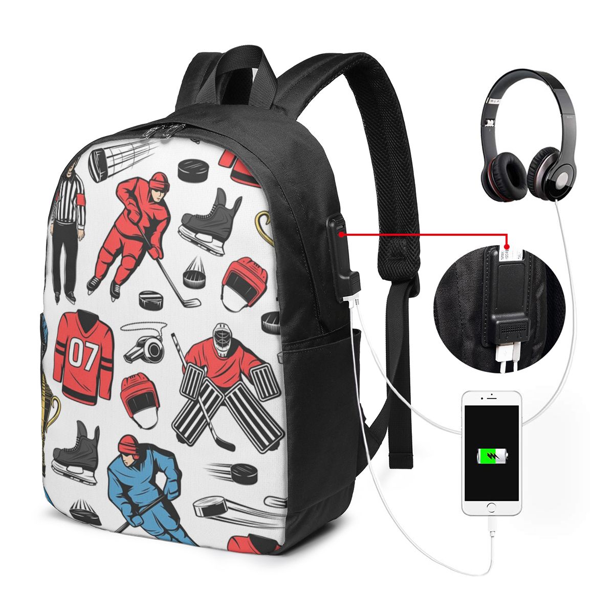 Women Bags Laptop - Eishockeyspieler auf der Eisbahn, Rucksack, Reisetasche,