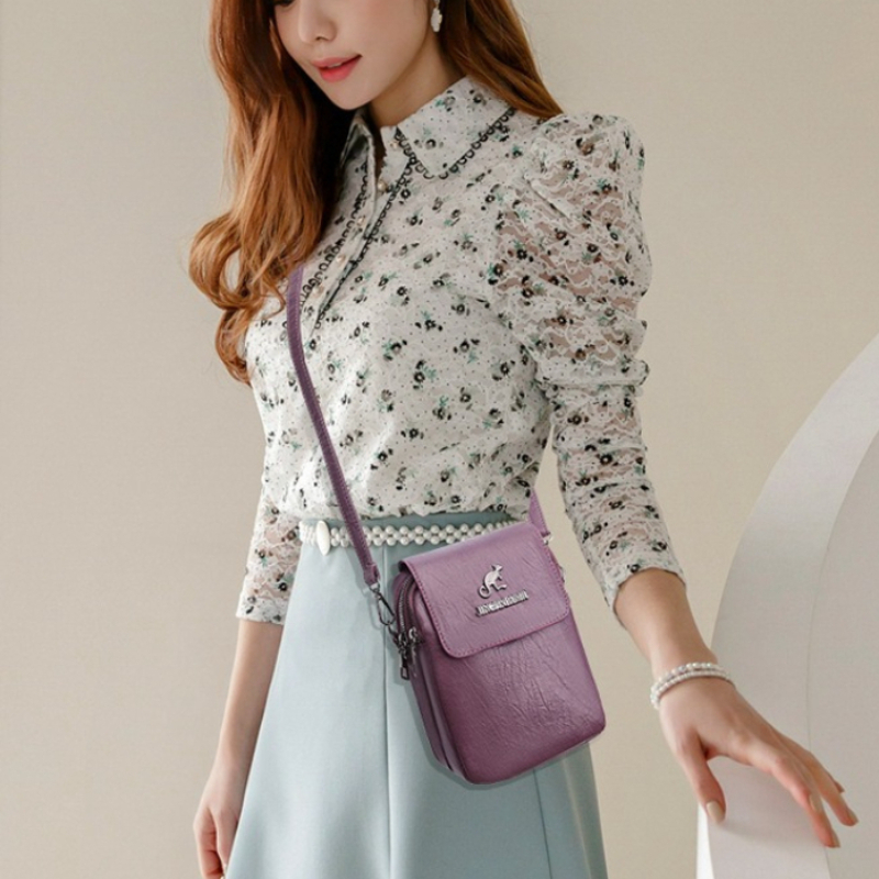 Women'S Kangaroo Bags - Vintage Damen Kunstleder Handy-Umhängetasche, Klappdeckel mit