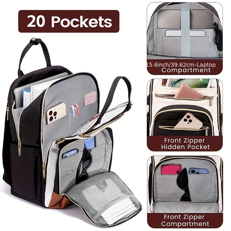 Women Bags Laptop - Zweifarbiger Laptop-Rucksack für Damen, wasserabweisende, niedliche