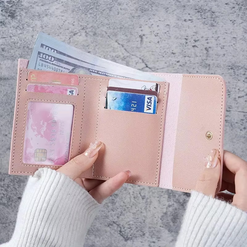 Women Bags Flipkart - Trendige kurze Damen-Geldbörse, ultradünn, dreifach gefaltet,
