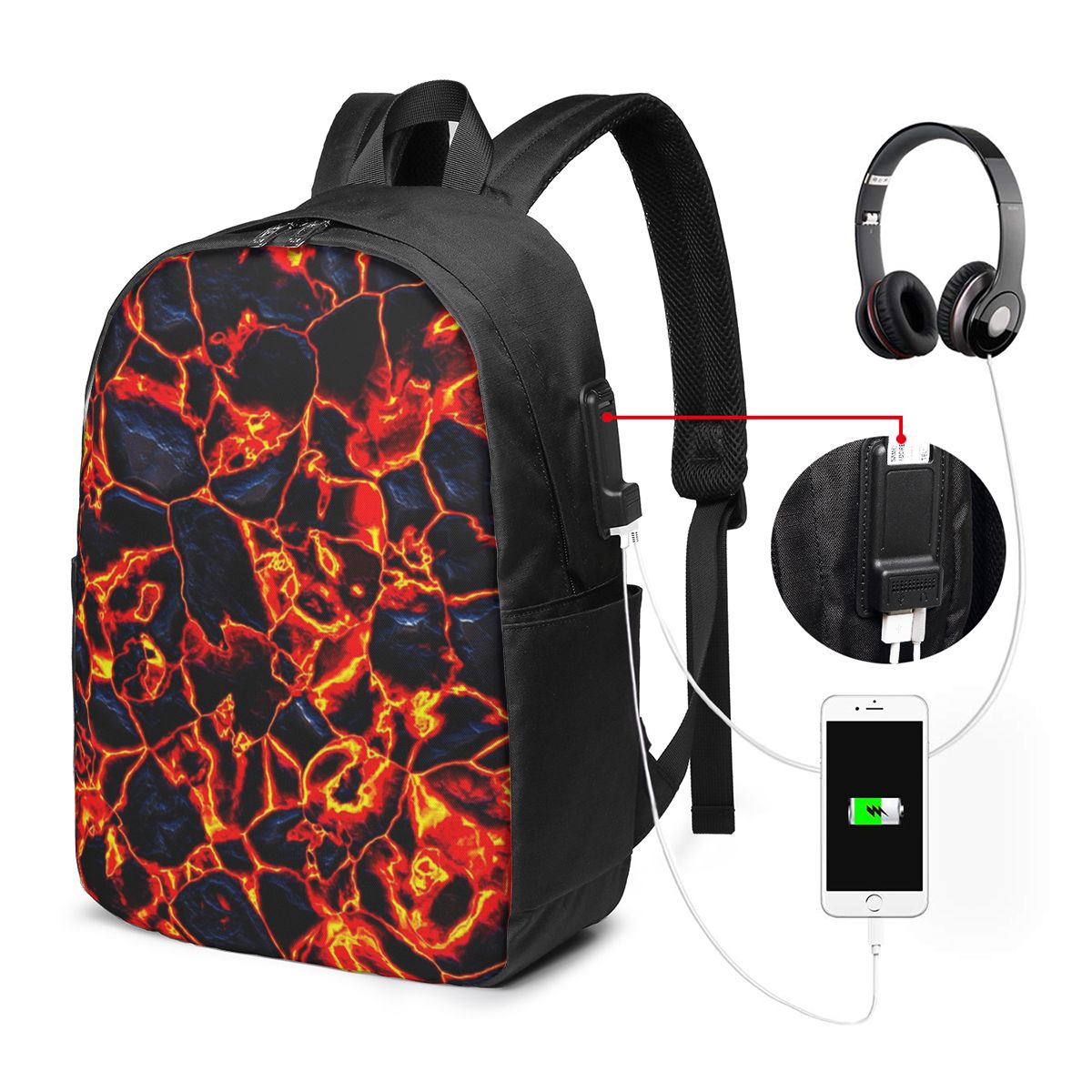 Magma-Vulkan-Lava-Feuer-Rucksa – Women Bags Laptop Bewertung und Preis